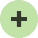 Green plus sign with a black cross in the center, representing the Aura Dental Clinic CDCP icon.