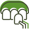 Green and white logo of Aura Dental Clinic featuring a green roof, representing cosmetic dentistry services.