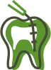 Tooth icon with a green background and toothbrush, representing Aura Dental Clinic's dental surgery services.