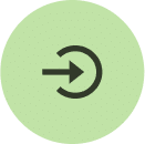 Green circle with a left-pointing arrow, representing direct billing for Aura Dental Clinic.