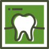 Toothbrush icon on a green background, representing Aura Dental Clinic's sleep disorder treatment services.